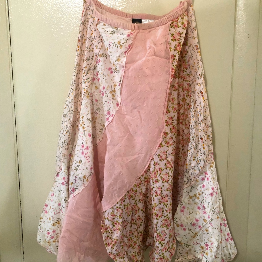 Patchwork Fairycore Floral Midi Skirt